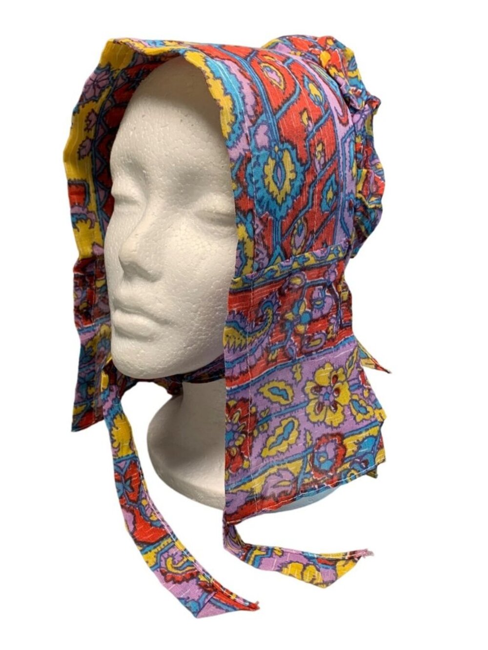 Womens Multicolor Floral Bonnet Scarf Hat Vintage